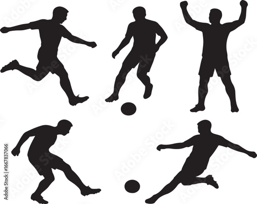  Dynamic Soccer Player Silhouettes - Football Action Vector Set
