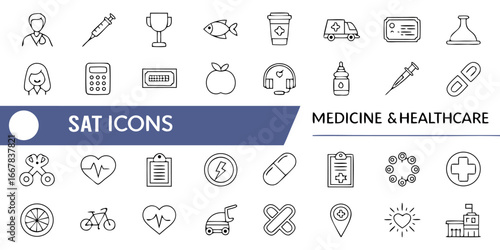 Hexagon Background With Medical And Healthcare Icons