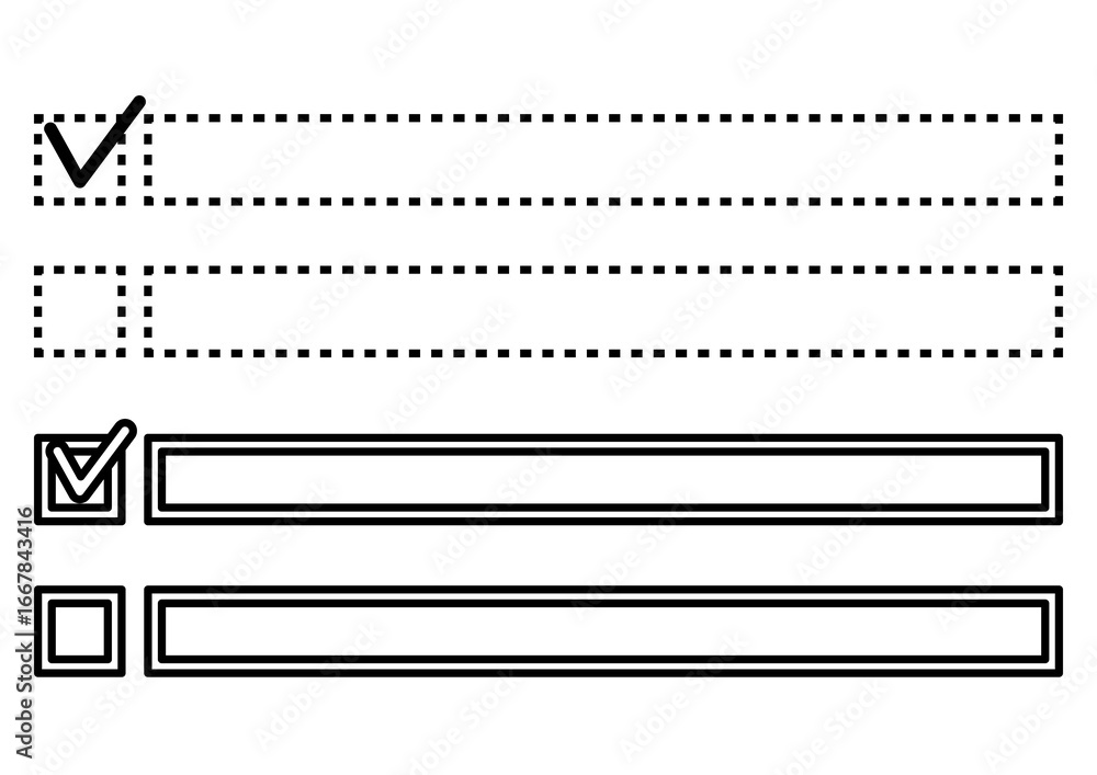 Fototapeta premium モノクロのチェックボックスのある見出しフレームセット