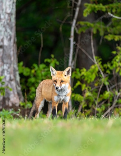 Wallpaper Mural Red Fox Kit Standing in Woods Torontodigital.ca