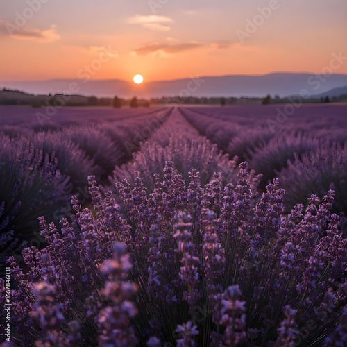 Lavender Fields at Sunset