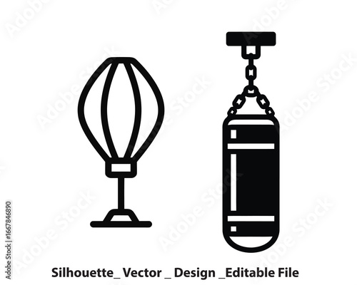 Vector art of punching bag and speed bag for boxing training