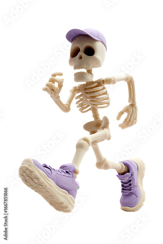 3D Cartoon Skeleton Running in Sneakers