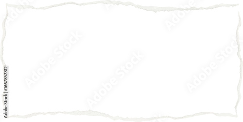 Torn paper rectangle with rough edges isolated on transparent background