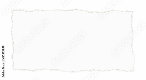 Torn white paper with rough edges isolated on transparent background, representing a blank page or message