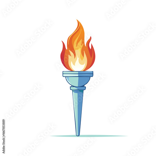 A stylized cartoon flaming torch, symbol of sporting games, competition, and victory