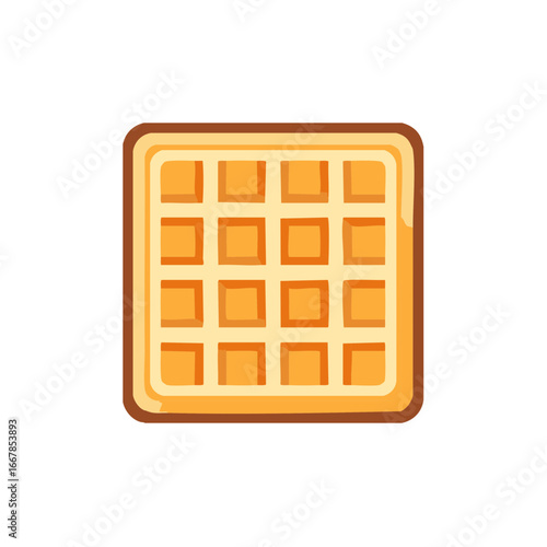Vector illustration of a square waffle with a brown border