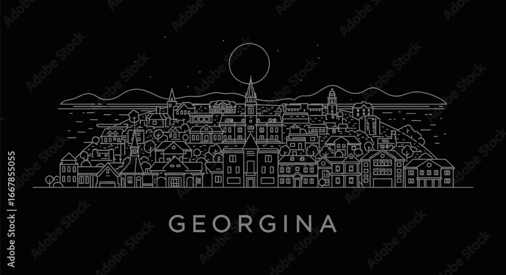Obraz premium Georgina Ontario Minimalist Skyline Vector