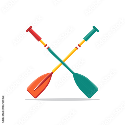 Two Colorful Paddle Illustration Intersecting Design Elements for Water Activities