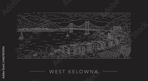 West Kelowna Minimalist Line Art Illustration