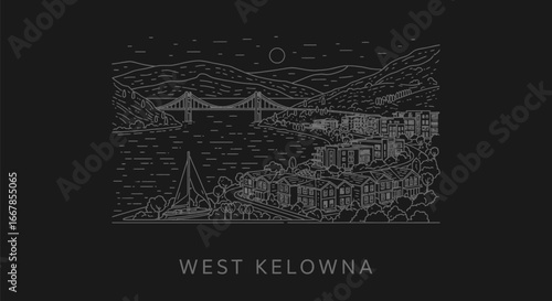West Kelowna Minimalist Line Art Illustration
