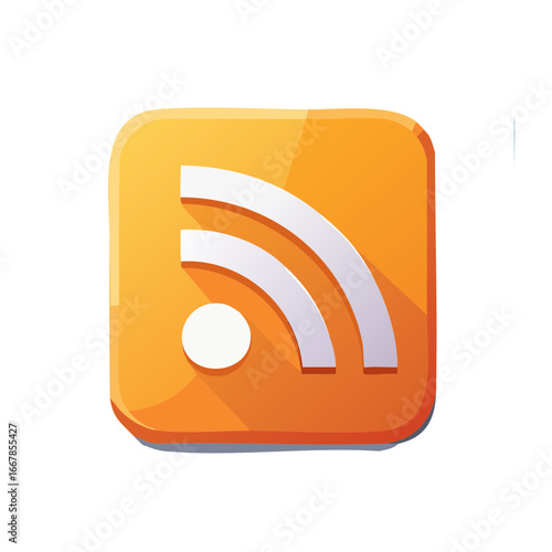 Orange Rounded Square Displaying White Curves and Circle for Internet Feed Icon