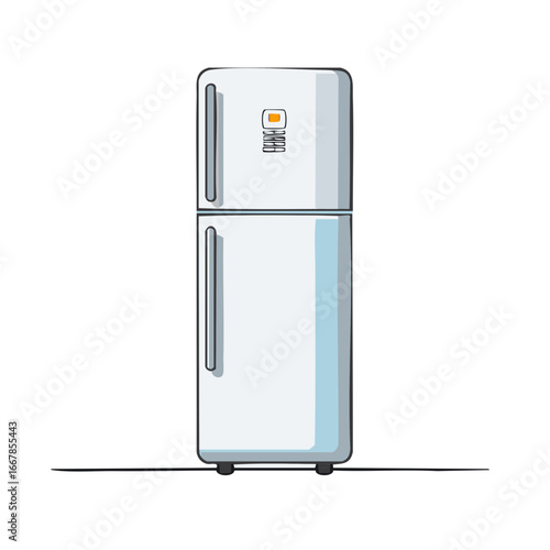 Clean White Double Door Refrigerator Appliance with Digital Display and Handles