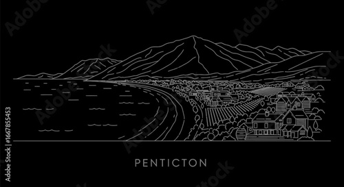 Penticton, BC Minimalist Line Art