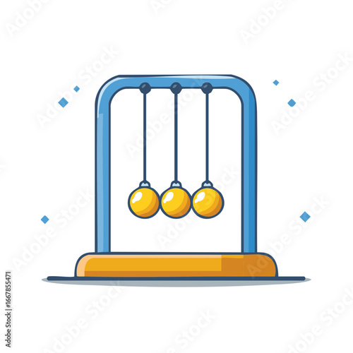 Newton's Cradle physics concept vector illustration for momentum and equilibrium