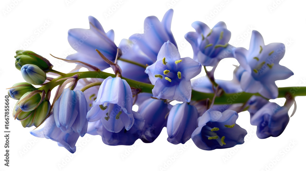 Fototapeta premium Bluebell Blossom's Delicate Charm: A close-up portrayal of a single bluebell flower showcasing the soft petals and exquisite form of this delicate blossom