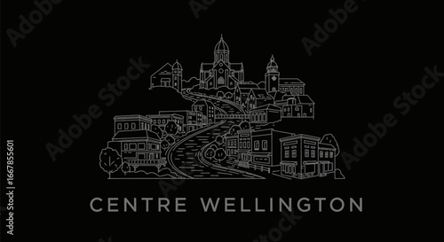 Centre Wellington Skyline Line Art Illustration