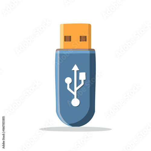 USB flash drive icon in flat design on a white background