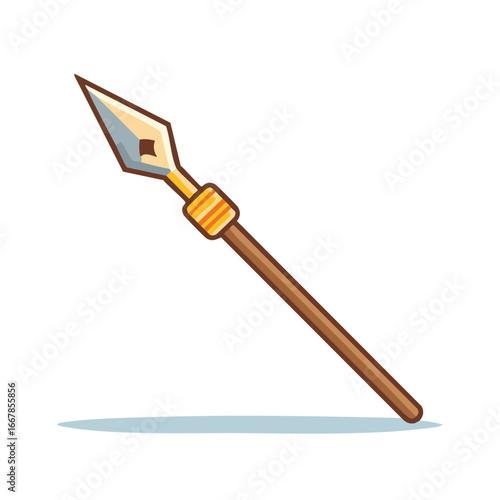 Stylized Spear with Metal Tip and Wooden Shaft