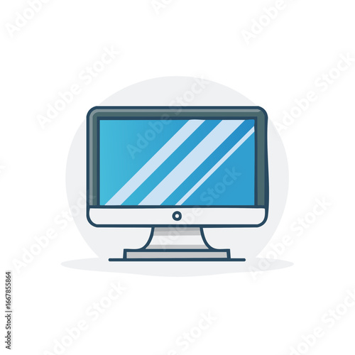 Modern desktop computer monitor screen icon flat vector illustration