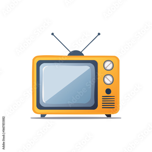 Classic vintage television with antenna old retro TV set illustration