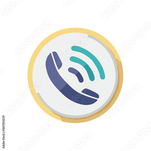 Colorful telephone icon within a circle, illustration of a ringing mobile phone, concept