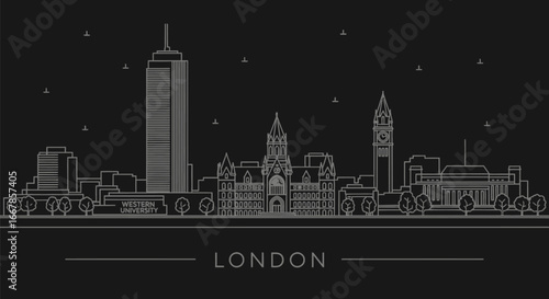 London Ontario Skyline Outline Illustration
