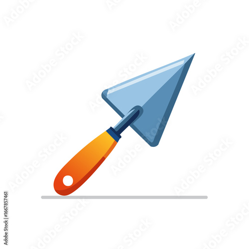 Single Trowel with Orange Handle for Construction or Gardening Tasks