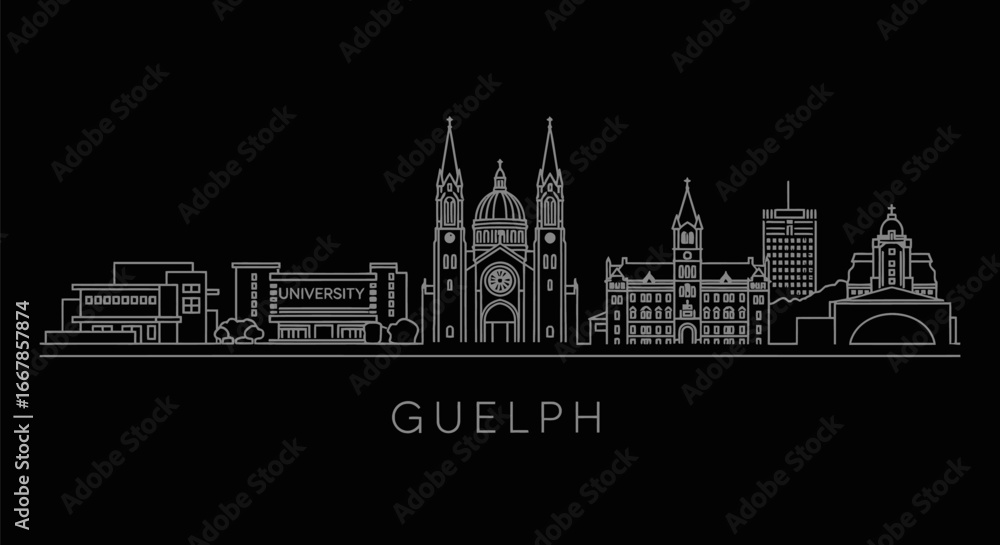 Obraz premium Guelph Ontario Minimalist Skyline Silhouette