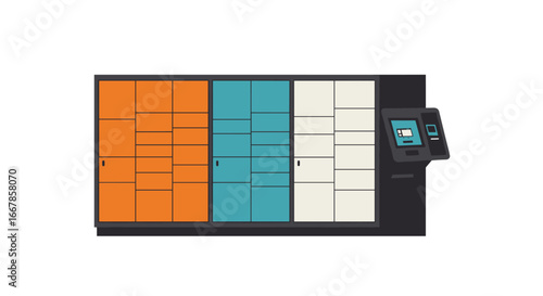 Parcel locker with digital screen for secure and efficient package storage