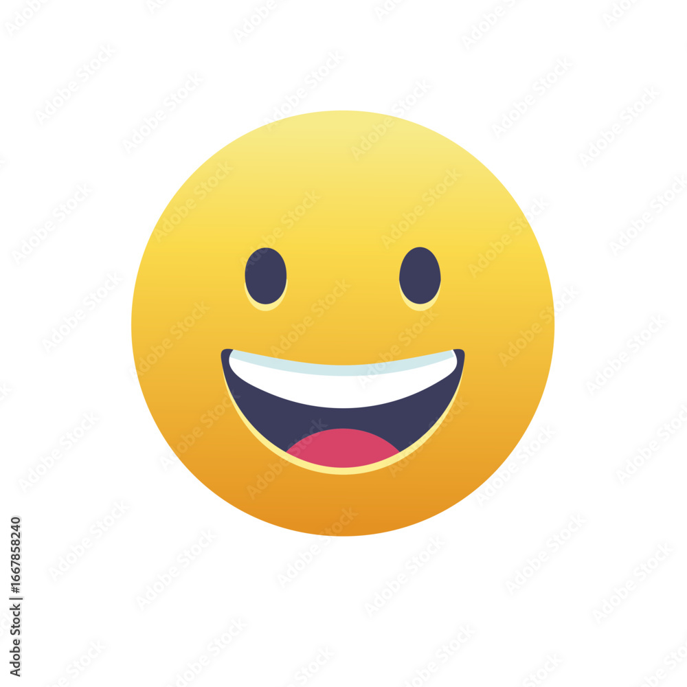 Fototapeta premium Joyful Yellow Smiley Face with Wide Open Mouth and Grinning Expression