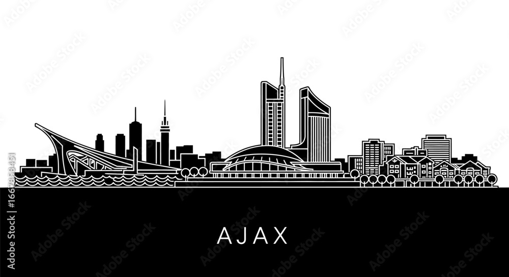 Fototapeta premium Minimalist Black and White Ajax Ontario Skyline