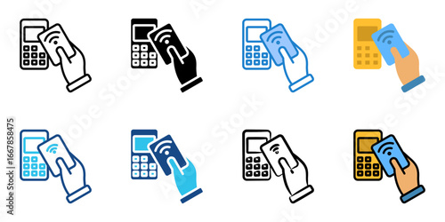 debit card icon set multiple style collection 
