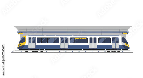 Modern subway train design in minimal flat style