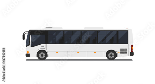 Modern flat design white bus side view for urban transport concepts