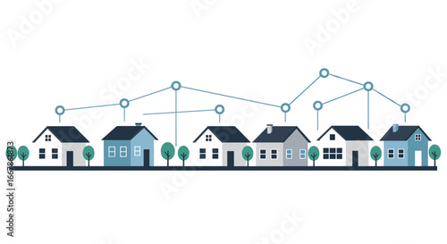 Modern neighborhood growth: flat design with data connectivity
