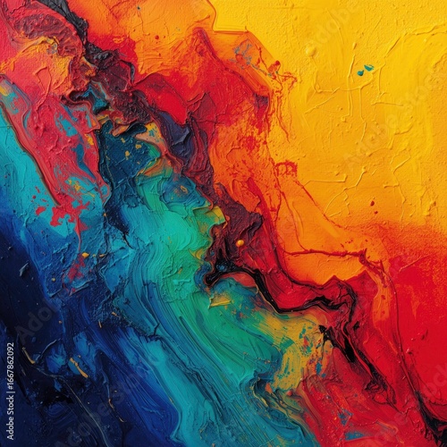 Abstract Colorful Painting – Vibrant Textured Acrylic Art on Canvas