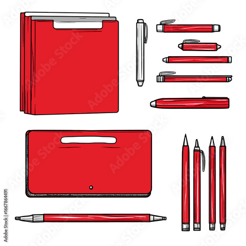set of stationery and folder