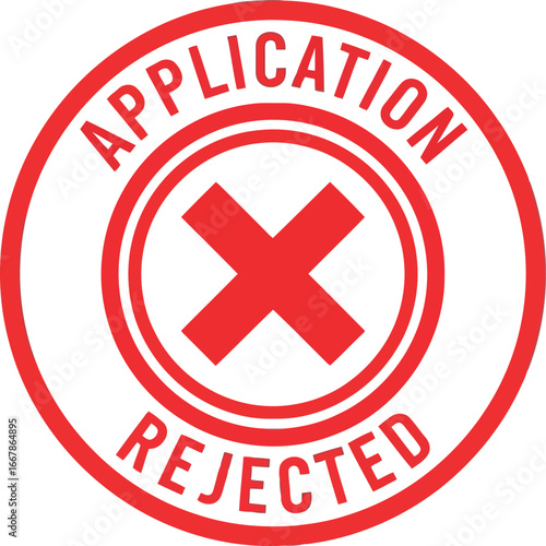 Rejected application stamp red circle approval denied stamp mark approved not approved sign vector