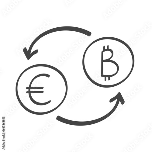 Euro to Bitcoin currency exchange icon. vector illustration