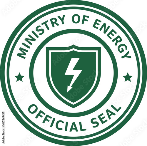 Official ministry of energy seal green lightning bolt emblem government authority stamp emblematic symbol vector