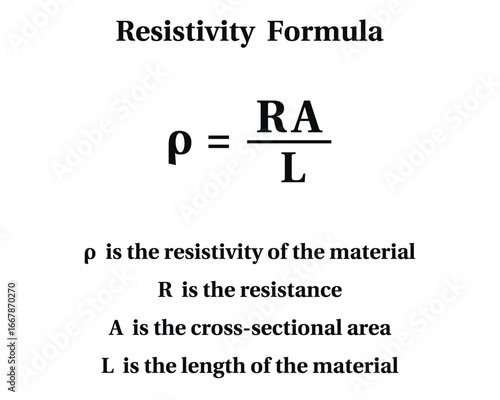 Resistivity Formula on the white background. Education. Science. School. Vector illustration.