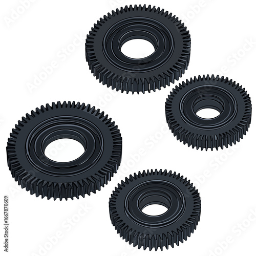 Set of black gearbox 