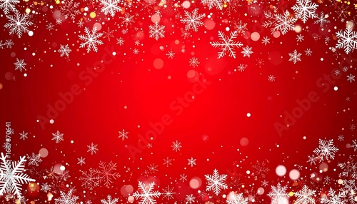 Red Background, Winter Snowflakes, Holiday Design