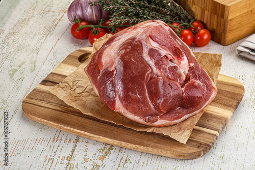 Canvas Print Raw pork knuckle for cooking