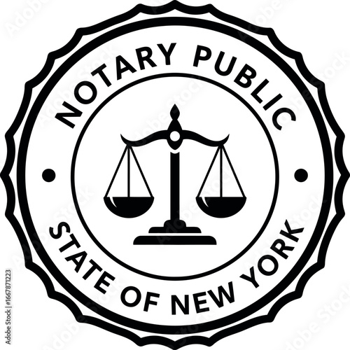 New york notary public seal scales of justice official stamp legal document stamp vector