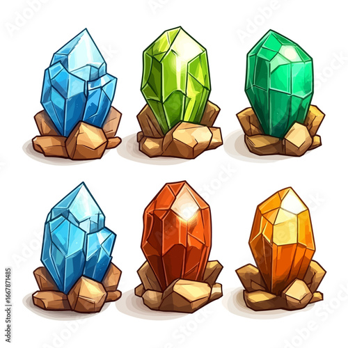 set of crystal gemstones