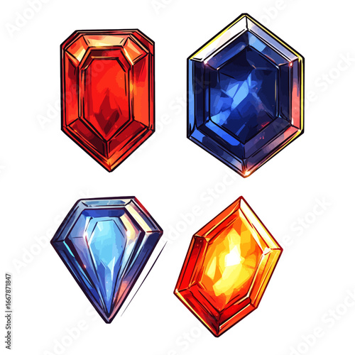 set of colorful gemstone a white 