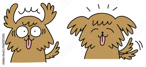 驚きと喜びの表情セット 犬 ベクター