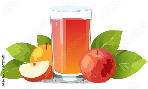 glass of juice and fruits